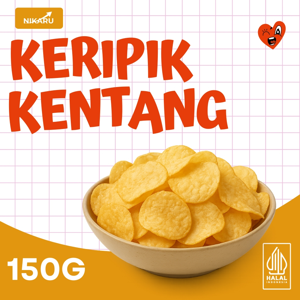 

KERIPIK KENTANG NIKARU RENYAH SEHAT OLEH OLEH KRIPIK KENTANG MALANG RENYAH POTATO CHIPS HALAL 150G