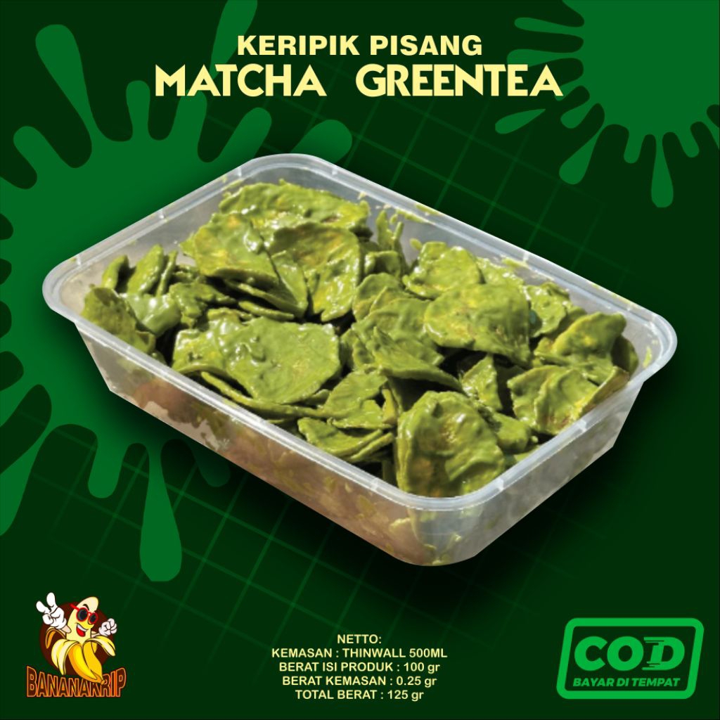

Keripik Pisang Matcha Green Tea 500ml – BANANAKRIP - Camilan sehat, wangi teh hijau premium