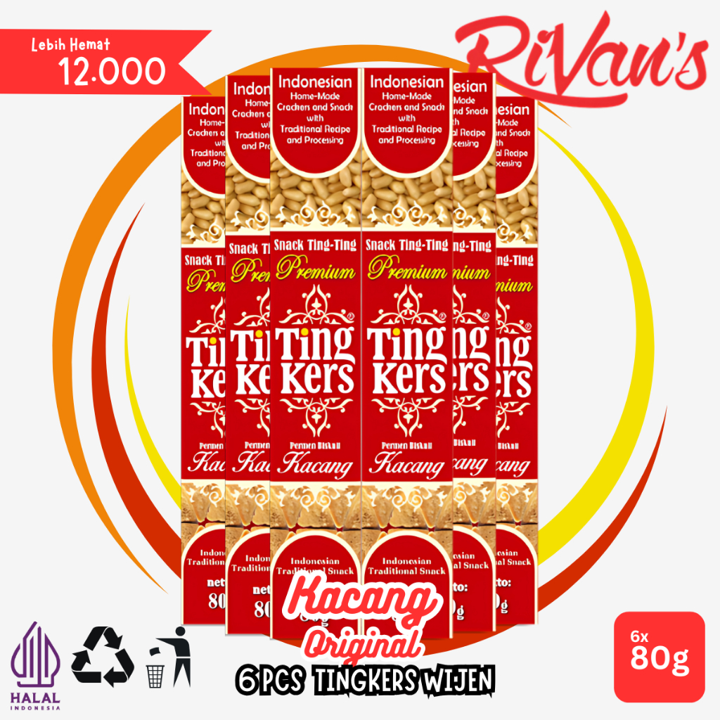 

Snack Ting Ting Rivan Tingkers Original Six Bundling - Tingkers 100% Kacang Pilihan - Topping Kacang
