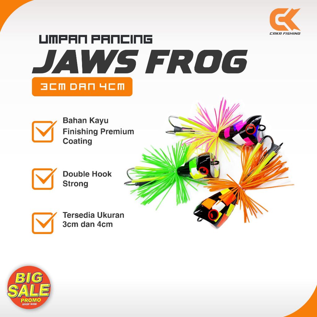 Umpan Casting Jaws Frog 3cm dan 4Cm bahan kayu