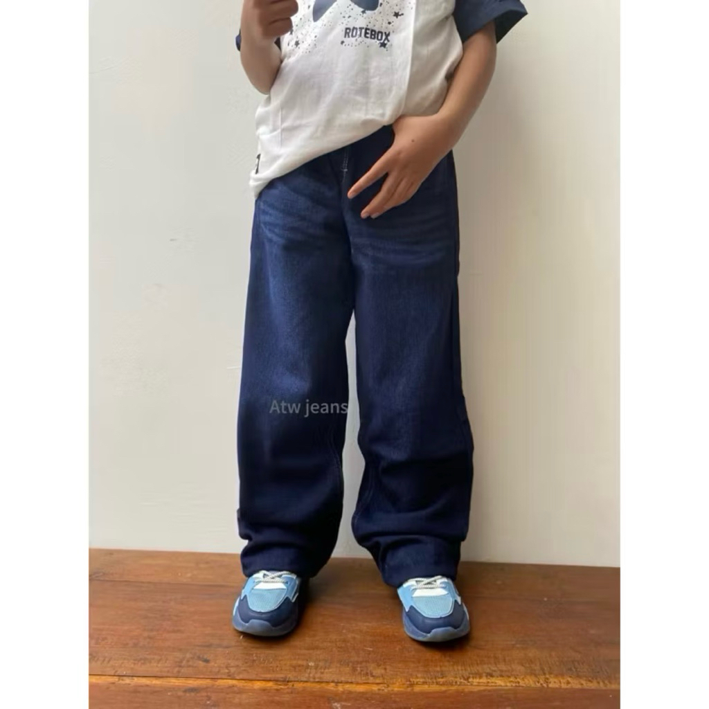 celana jeans panjang skena anak cowok cewek gombrong usia 6 tahun sampai 14 tahun