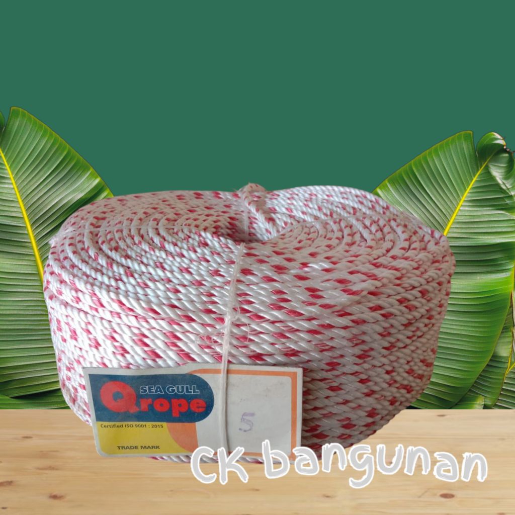 Tambang PP kualitas terbaik merk Qrope 5 mm Harga 1 rol Panjang 200 mtr