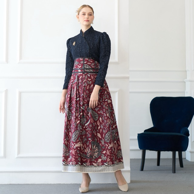 Kebaya Janggan Fukuro Panjang Navy / Janggan Angking Klasik