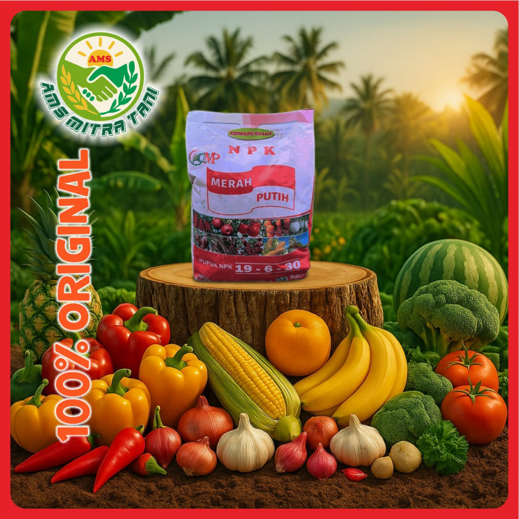 Pupuk NPK 19-6-30 Merah Putih 1 Kg Setara NPK Grower Pupuk Untuk Buah 100% Original/Pupuk NPK Grower