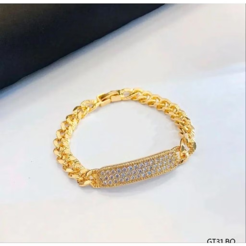 Gelang Tangan Plat Permata Dewasa / Gelang Plat Emas