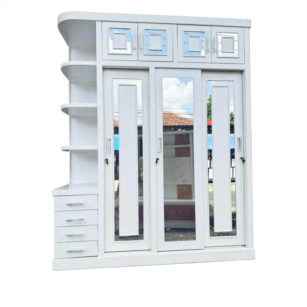 lemari jumbo 3 pintu dan samping hambalan susun