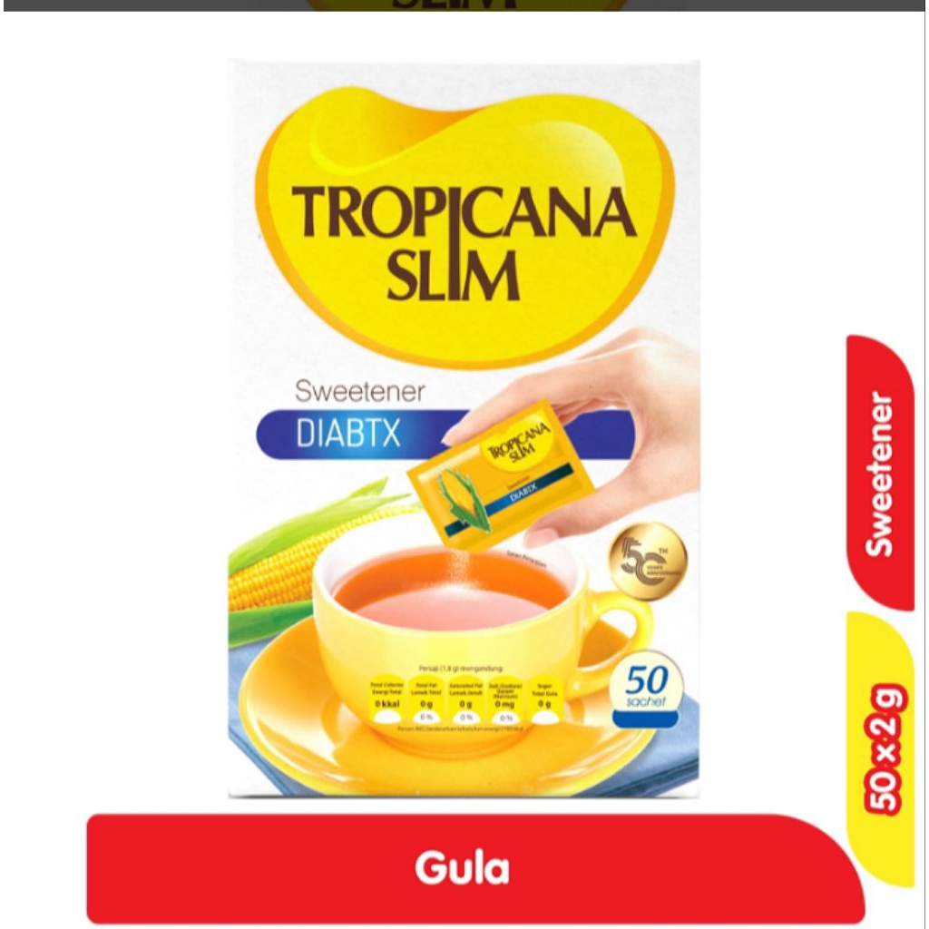 

TROPICANA SLIM DIABTX Pemanis Nol Kalori 50 x 2 g