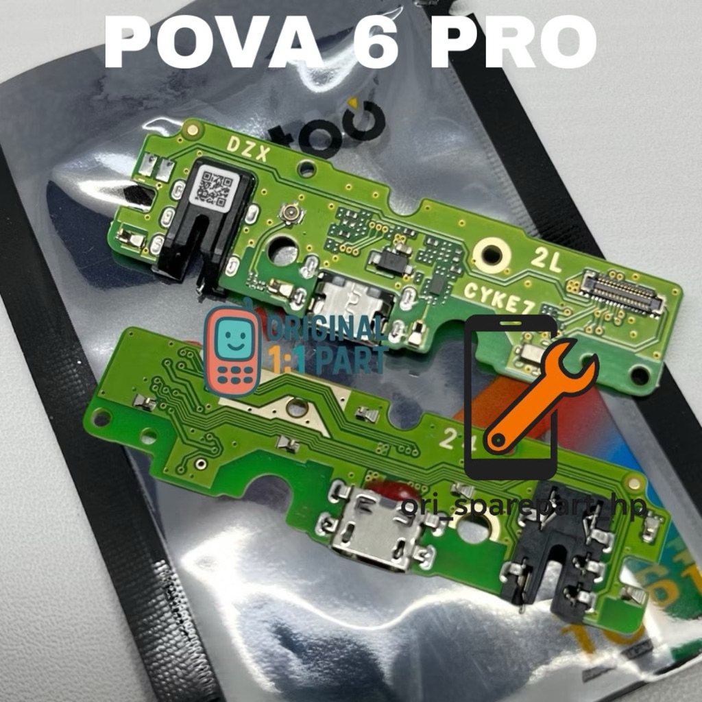 PAPAN CAS / KONEKTOR CHARGER TECNO POVA 6 PRO 5G  ORI 1:1 FULL IC