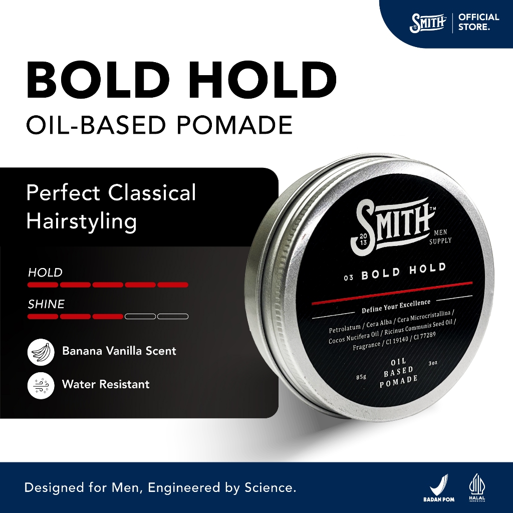 Smith Men Supply - Bold Hold Hair Pomade Oil Based 85gr | Pomade Rambut Pria | Minyak Rambut Pria | 