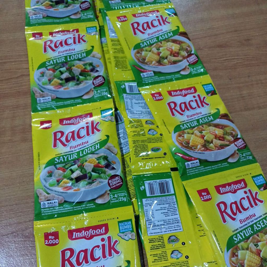 

(untuk 3-4 porsi) bumbu racik instan aneka sayur indofood