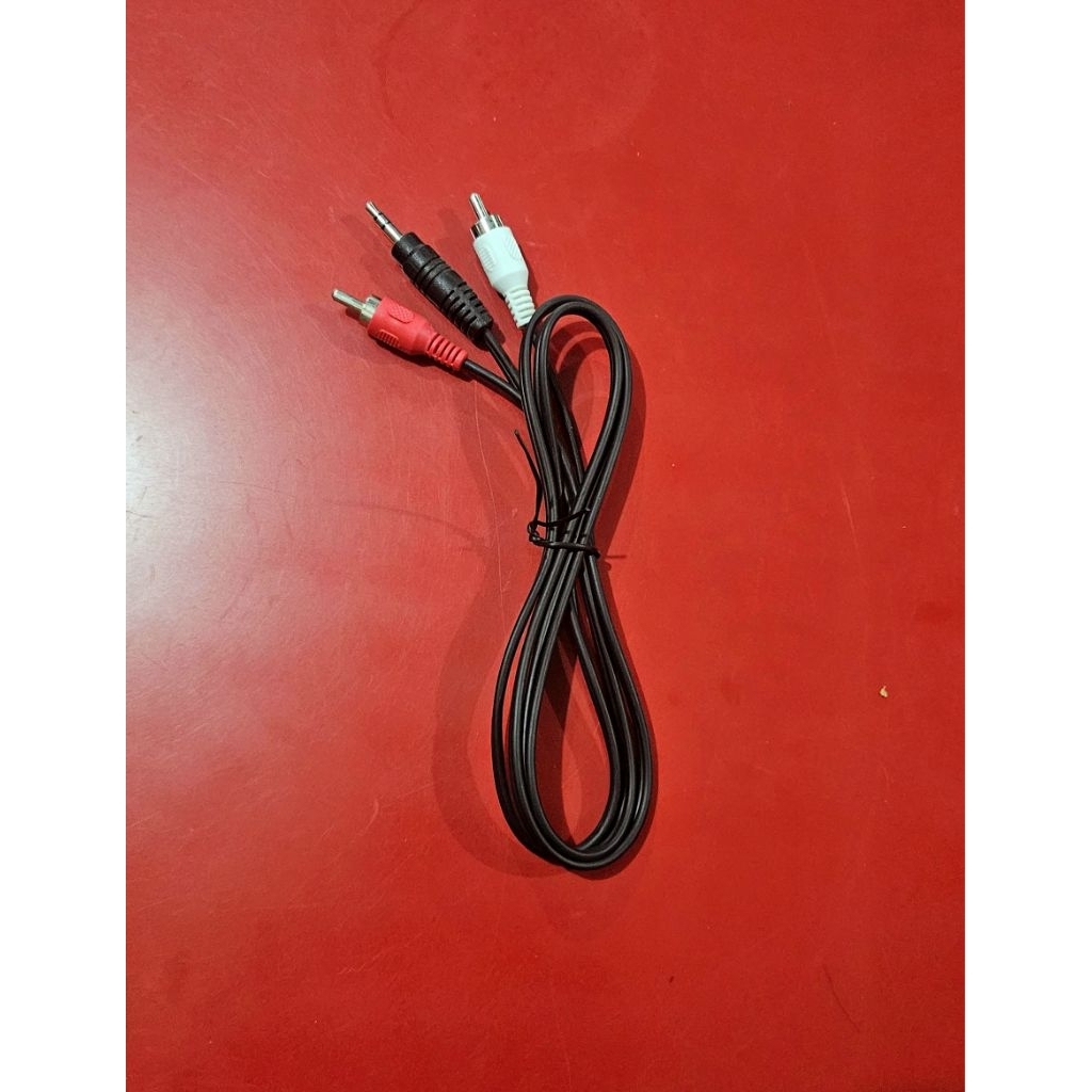 KABEL AUX 2 IN 1 JACK AUDIO 3.5 MM KE RCA MERAH PUTIH ORIGINAL POLYTRON