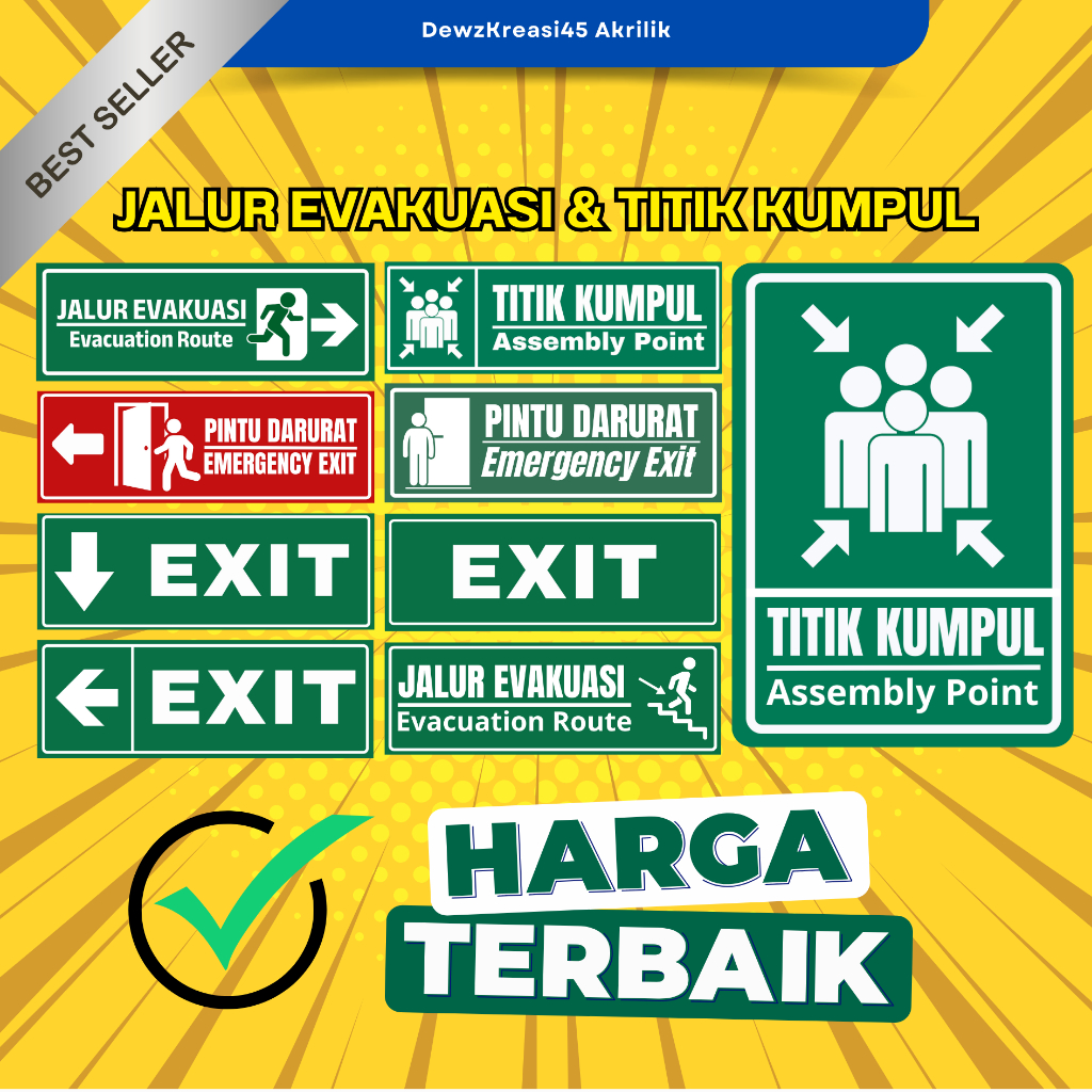 

Akrilik Sign Board - Jalur Evakuasi/Titik Kumpul/Emergency Exit