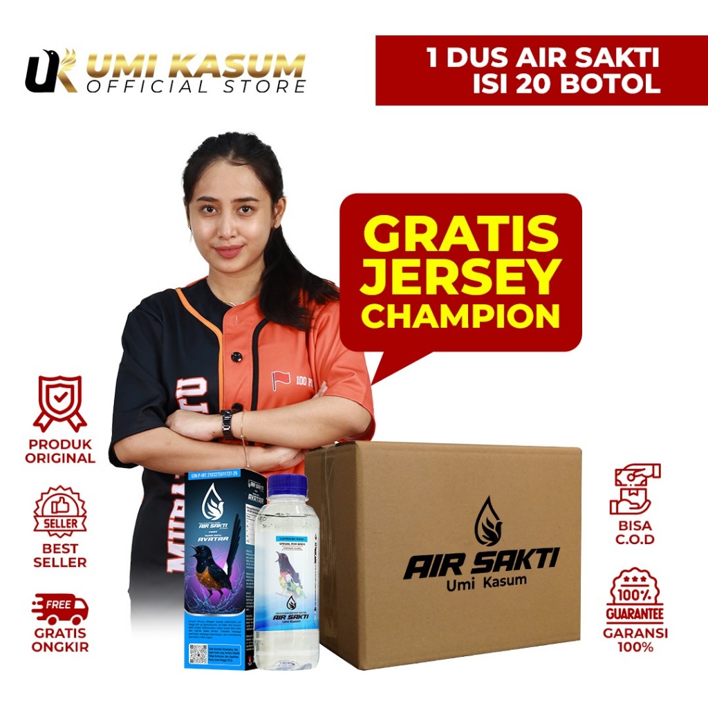 

Air Sakti Umi Kasum 1 Karton Isi 20 Botol Free Jersey Champion Desain Eksklusif I Air Burung Juara
