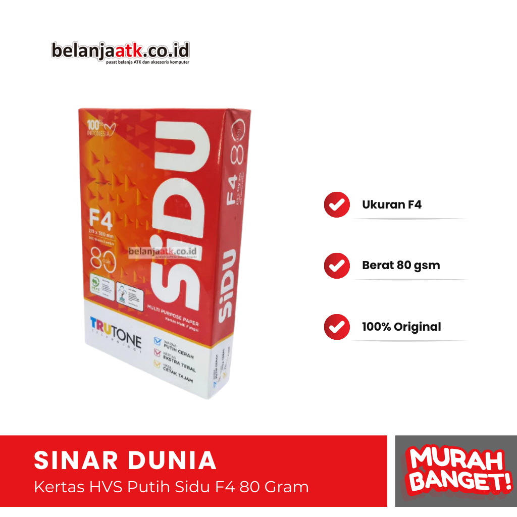 

Kertas HVS Putih Sidu F4 80 Gram