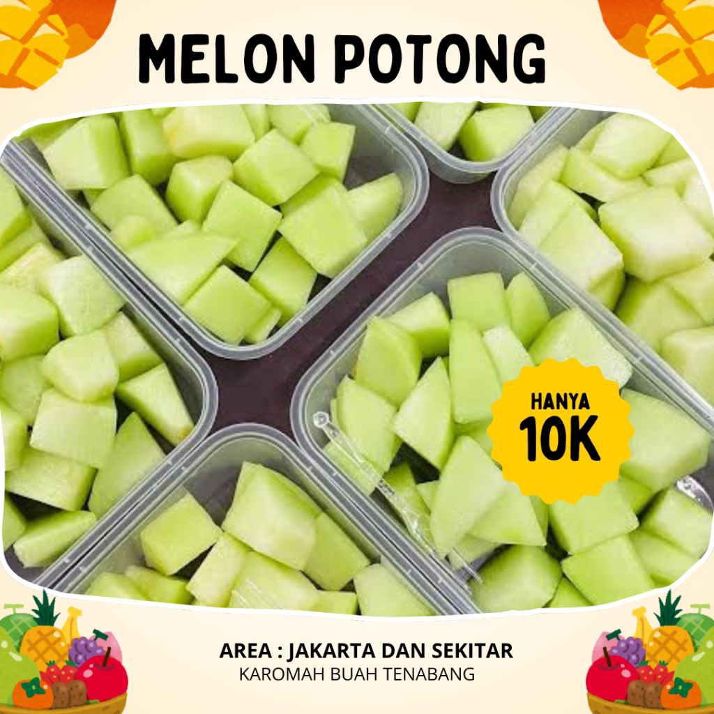

Buah Melon Potong 1 Box 10 ribuan Manis Siap Makan
