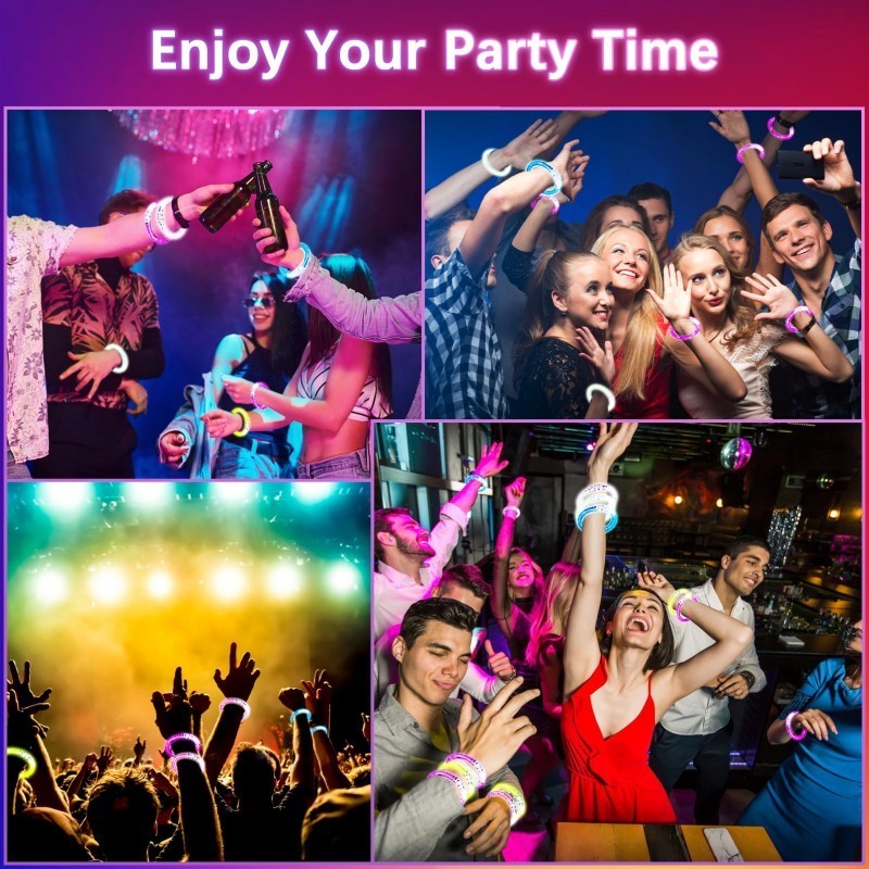 4Pcs Gelang Led Konser Lari Malam Lampu Gelang Pesta Gelang Lampu Led Gelang Bercahaya Siap Kirim