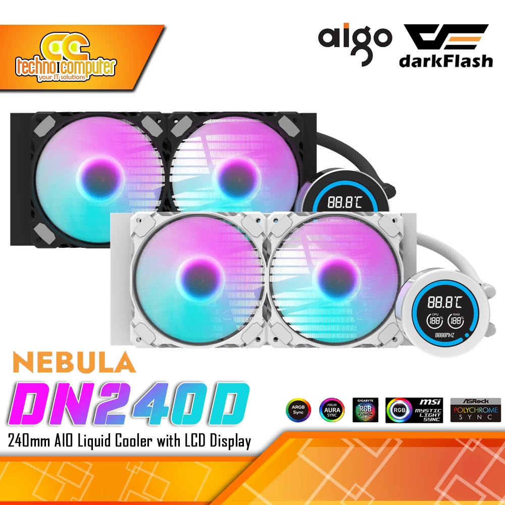 CPU COOLER DARKFLASH NEBULA DN240D ARGB with 2.1inch LCD Display - 240mm AIO Liquid Cooler
