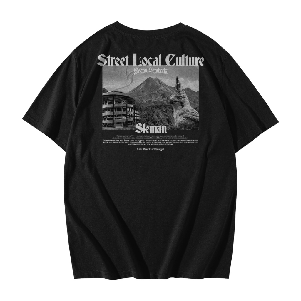 Kaos Street Local SLEMAN BOEMI SEMBADA CULTURE Cotton 24s Unisex - Hitam