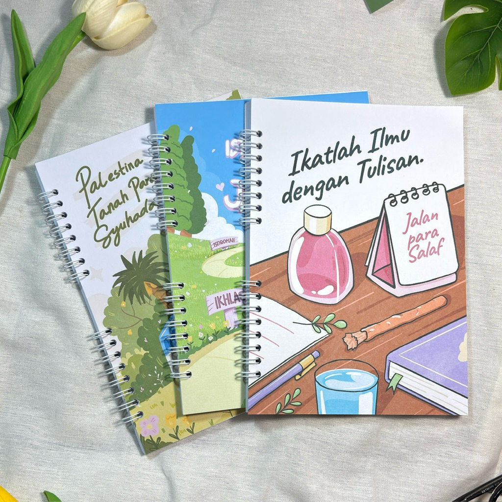 

A5 Notebook Spiral Muslimah Cute Aesthetic - Catatan Kajian Islami Lucu Estetik & Quote Dakwah
