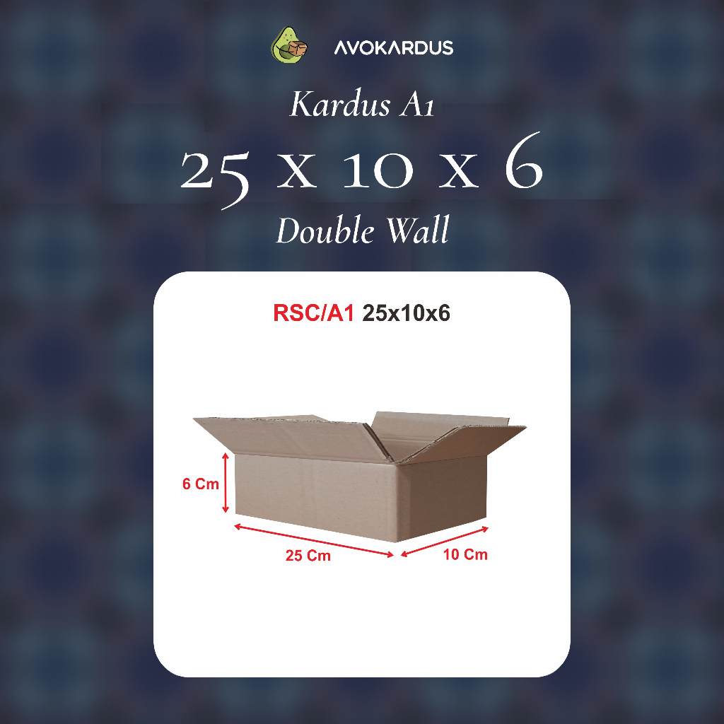 

Kardus / Box / Karton / Packing / Packaging / Kotak / Dus RSC / A1 – 25 x 10 x 6 Double Wall