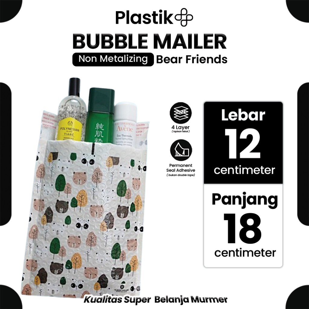 

Amplop Bubble Mailer Bubble Packing Murah Motif Bear n Friend - 12x18cm