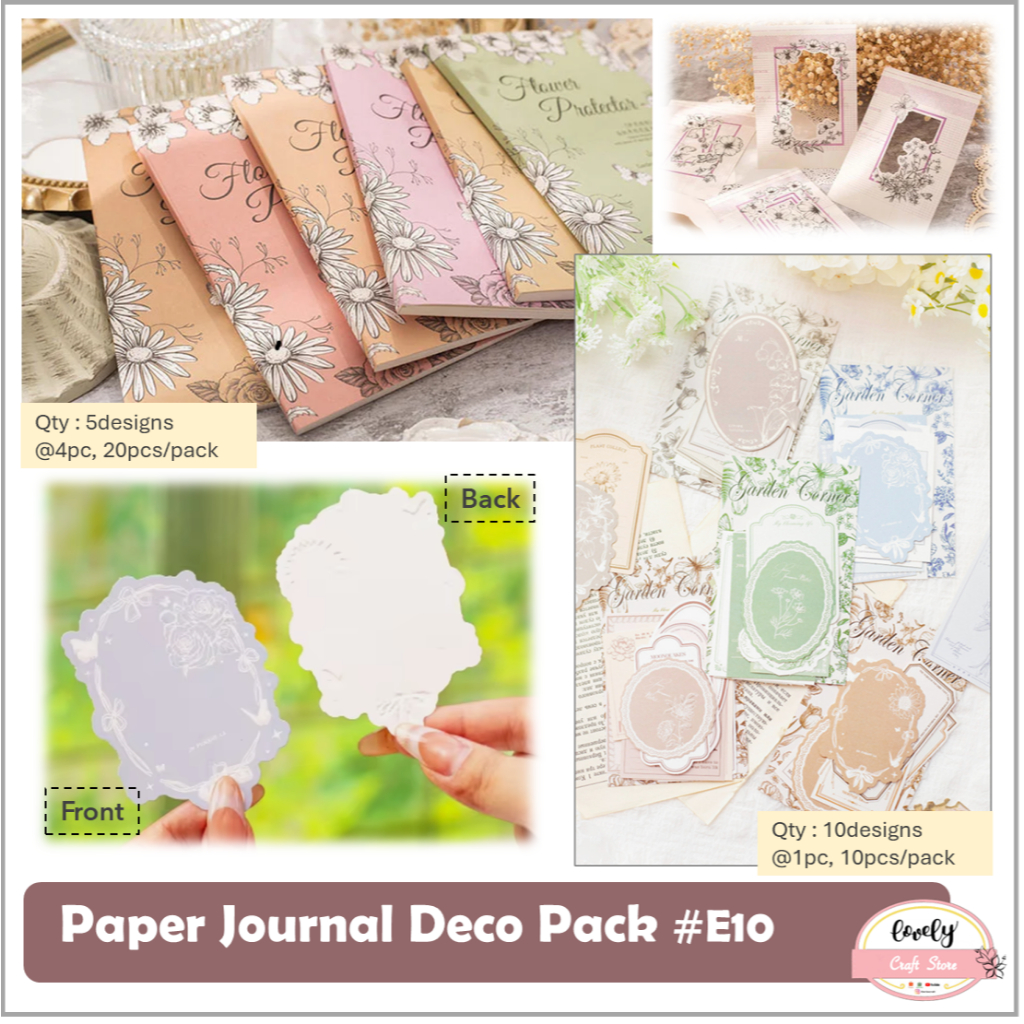 

LovelyCraftStore | E10 10pcs/pack or 20pcs/pack Paper Pack Deco Pack Journalling Kit DIY Bujo Art Deco Pack Sticker Scrapbooking Diary Kit