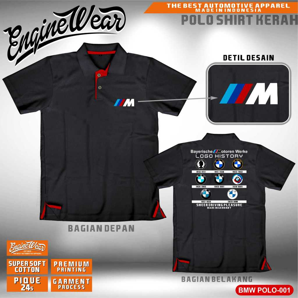 polo shirt bmw kaos polo bmw bimmer tshirt baju mobil E36 E34 E46 E90 E30 M3 seri 7 otomotif race lg