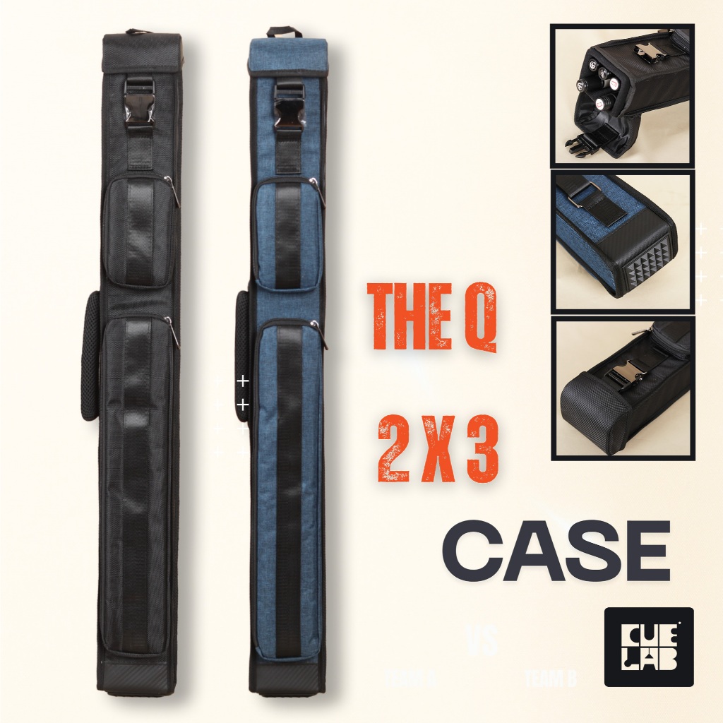 The Q Billiard Case - 2x3 Billiard Hard Case Tas billiard 2 Butts 3 Shafts