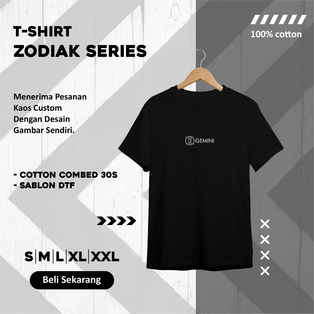 KAOS/TSHIRT/ZODIAK EDISI ZODIAK, BINTANG UNISEX KATUN 30s