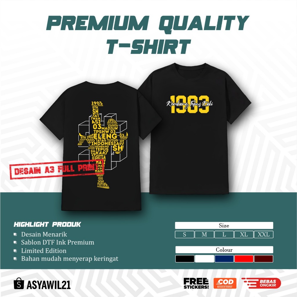 KAOS PSHW 1903 KEMBANG TEPUS KAKI KAOS PSHW TERBARU - KAOS SH WINONGO - KAOS PSHW SIMPEL - KAOS PERS