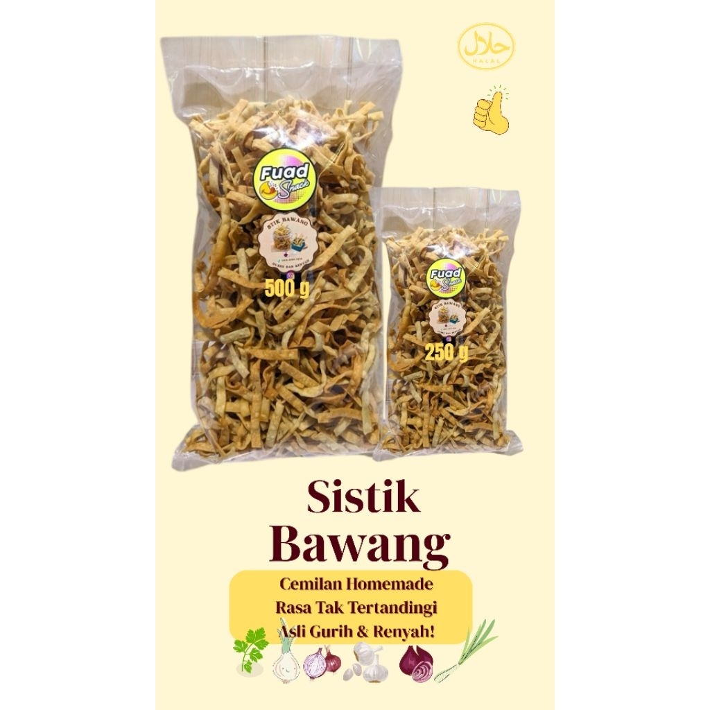 

SISTIK BAWANG RENYAH| KERIPIK BAWANG GURIH RENYAH 250 gr/ 500gr