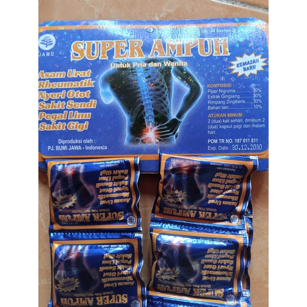 

Jamu kapsul herbal super Ampuh asam urat rematik nyeri otot sakit sendi pegal linu sakit gigi