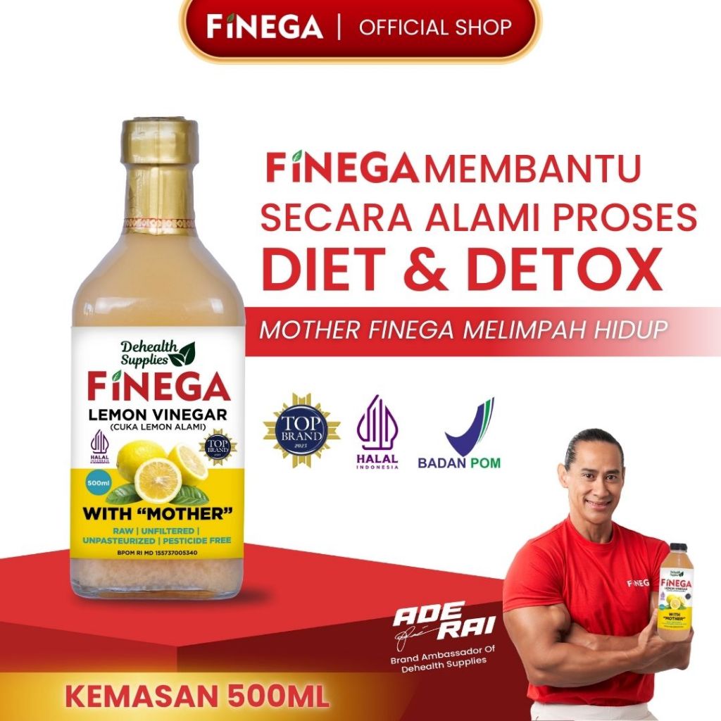 

Dehealth Supplies FINEGA CUKA LEMON 500ml (Botol Kaca)