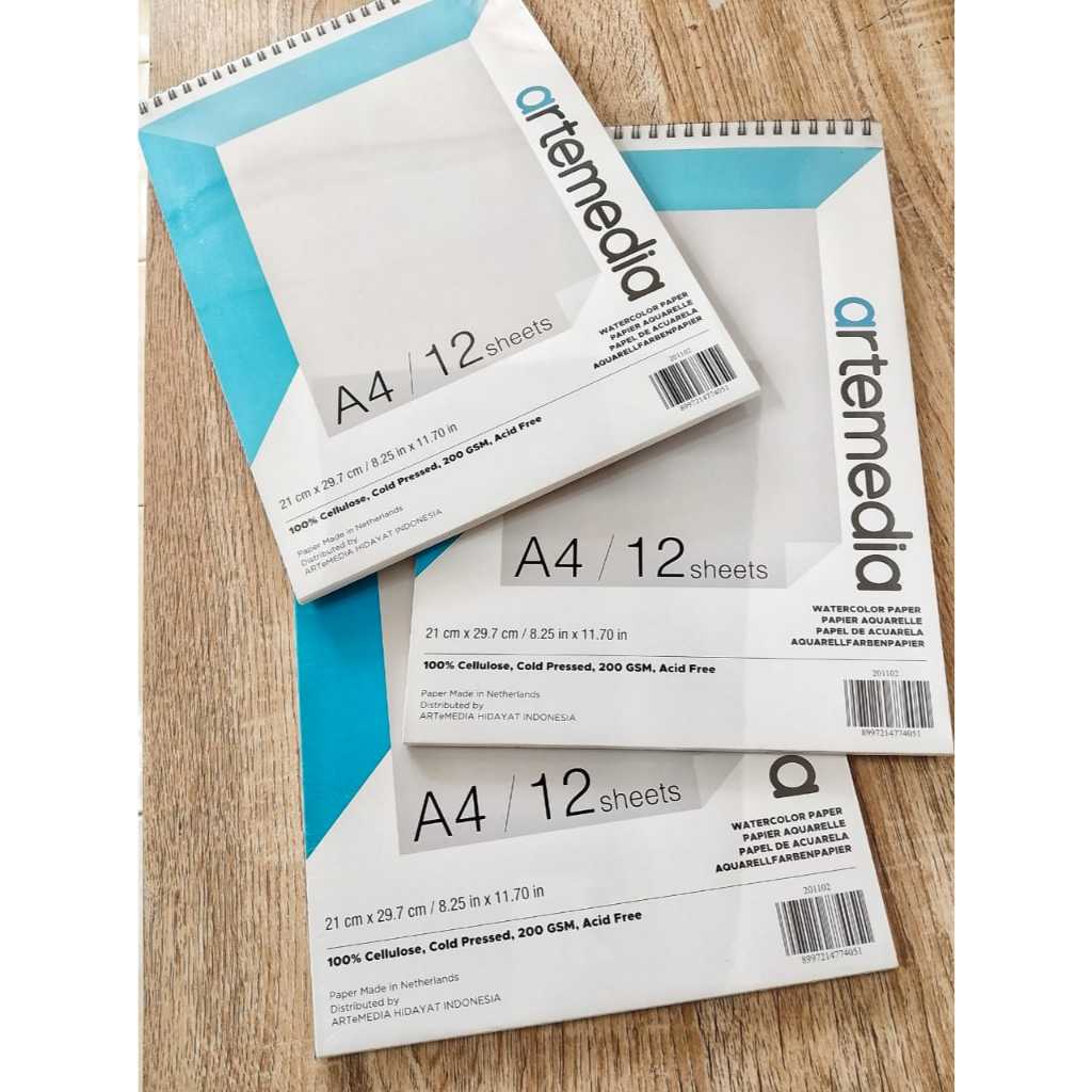

Artemedia Watercolor aquarelle Book A4 Sketchbook 200gsm 12Sheets