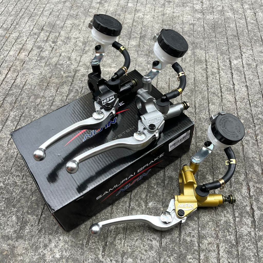 MASTER REM NISSIN SAMURAI BRAKE AXIAL ATAS 13mm KANAN + TABUNG BIG PUTIH SET BREKET SELANG Master Cy