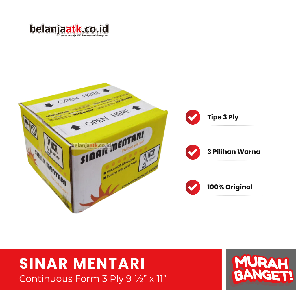 

Continuous Form 3 Ply 9 ½” x 11” Sinar Mentari