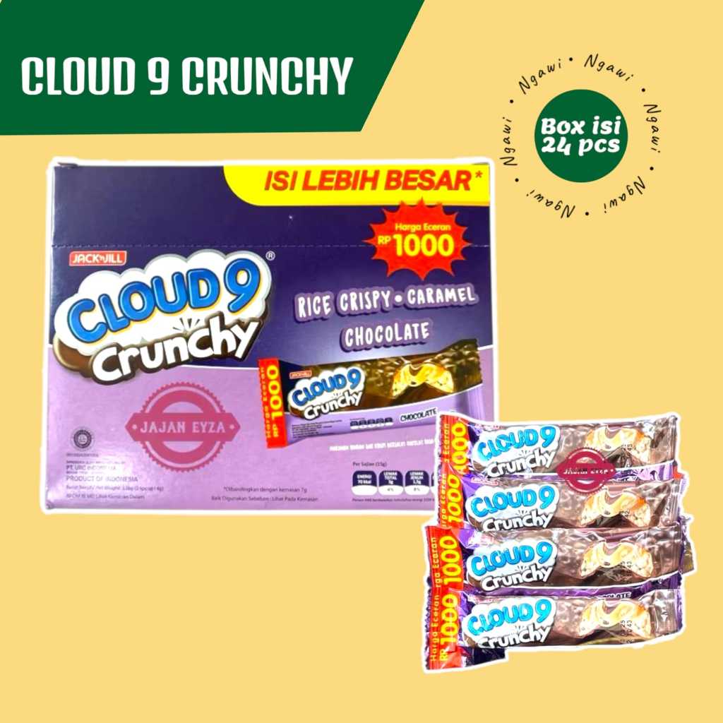 

WAFER CLOUD9 CRUNCHY CARAMEL CHOCOLATE BOX ISI 24PCS / Cloud 9 Crunchy, wafer oleh oleh ngawi