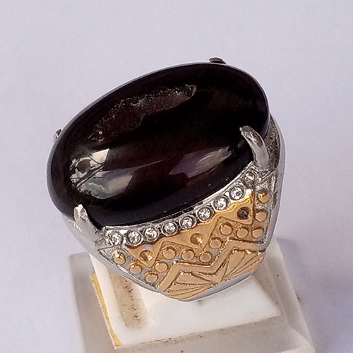 cincin batu akik cobong hitam batu asli dari alam