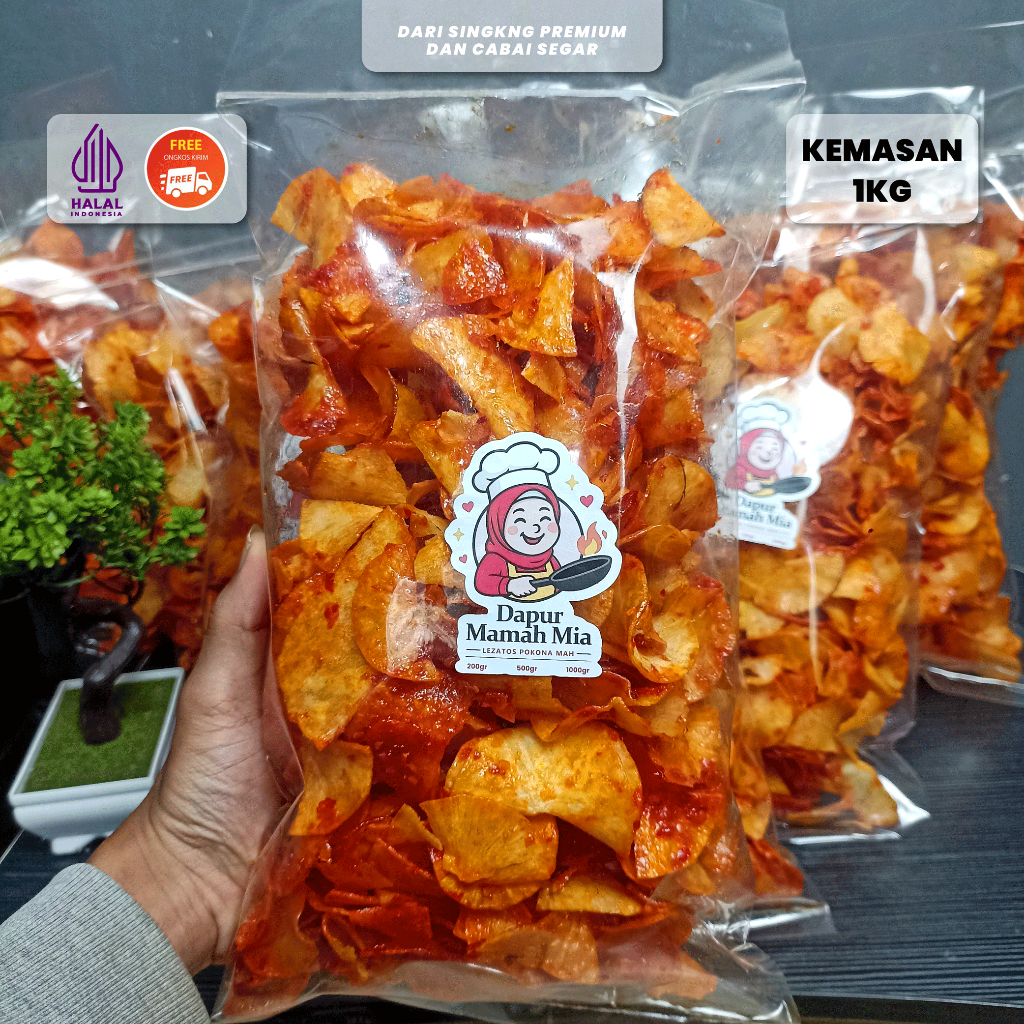 

Keripik Singkong Balado Pedas Daun Jeruk 500g/1KG–Keripik Sanjay Balado Viral Rasa Rujak Manis Pedas