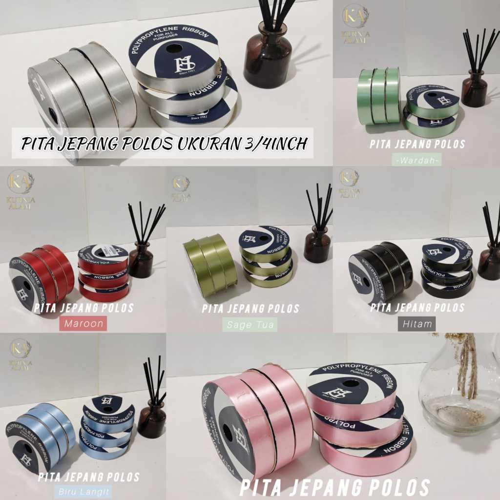 

Pita Jepang Plastik Pita Kado Pita Plastik Ukuran -+2cm Pita Souvenir Hampers Berbagai Macam Warna Bahan Import PER ROLL