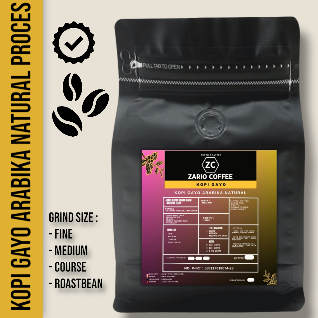 

Kopi Gayo Aceh Arabika Natural Proces Origin Bener Meriah Aceh
