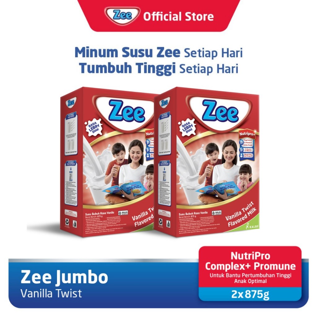 

Zee Reguler Jumbo Vanilla Twist Milk 875gr (2 Pack)