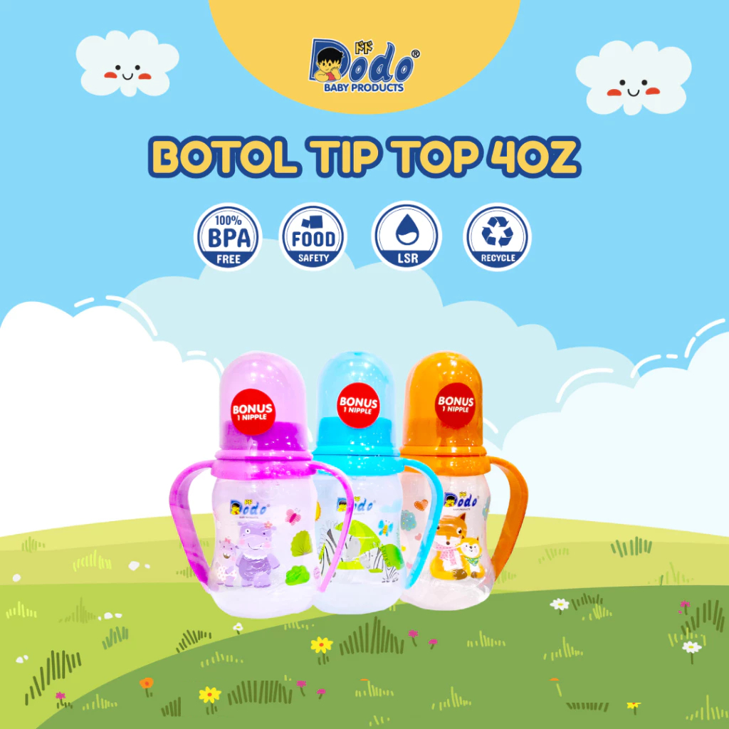 Botol Susu Bayi Dodo Tip Top Handle BPA Free | Botol Minum Anti Bocor Dot Lembut Nyaman