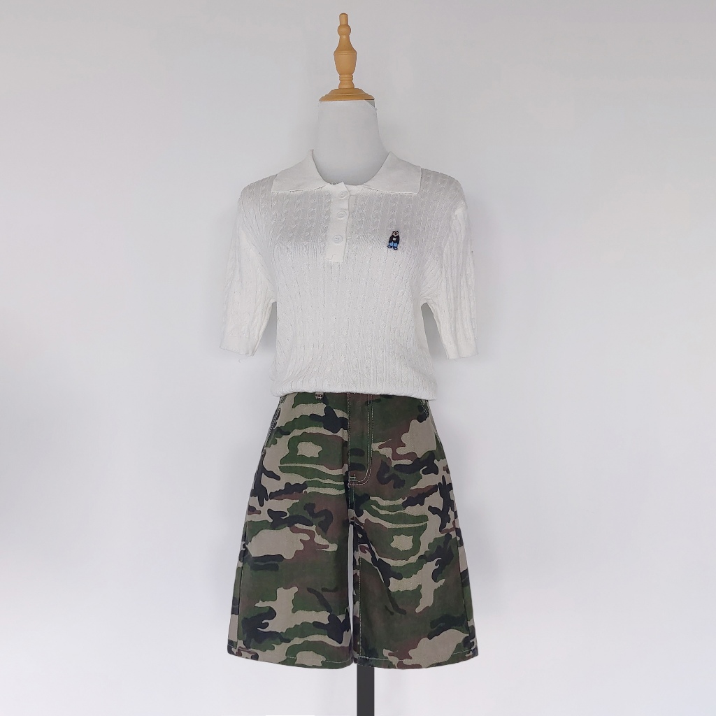 |kekinian.factory| Camouflage Celana Loreng Korea Style Celana Streetwear Wanita Celana Pendek Army 