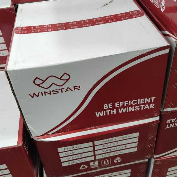

1 DUS WINSTAR LABEL STICKER THERMAL 100 X 150 500 18 ROLL BARCODE 100X150 UKURAN A6 WINSTAR