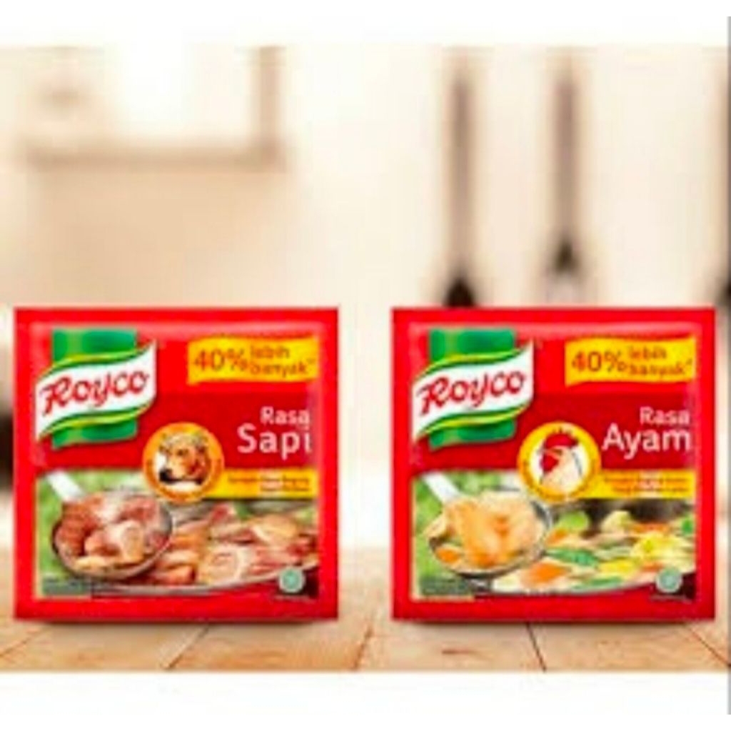 

Royko kaldu bubuk rasa ayam dan sapi renceng isi 12 sachet