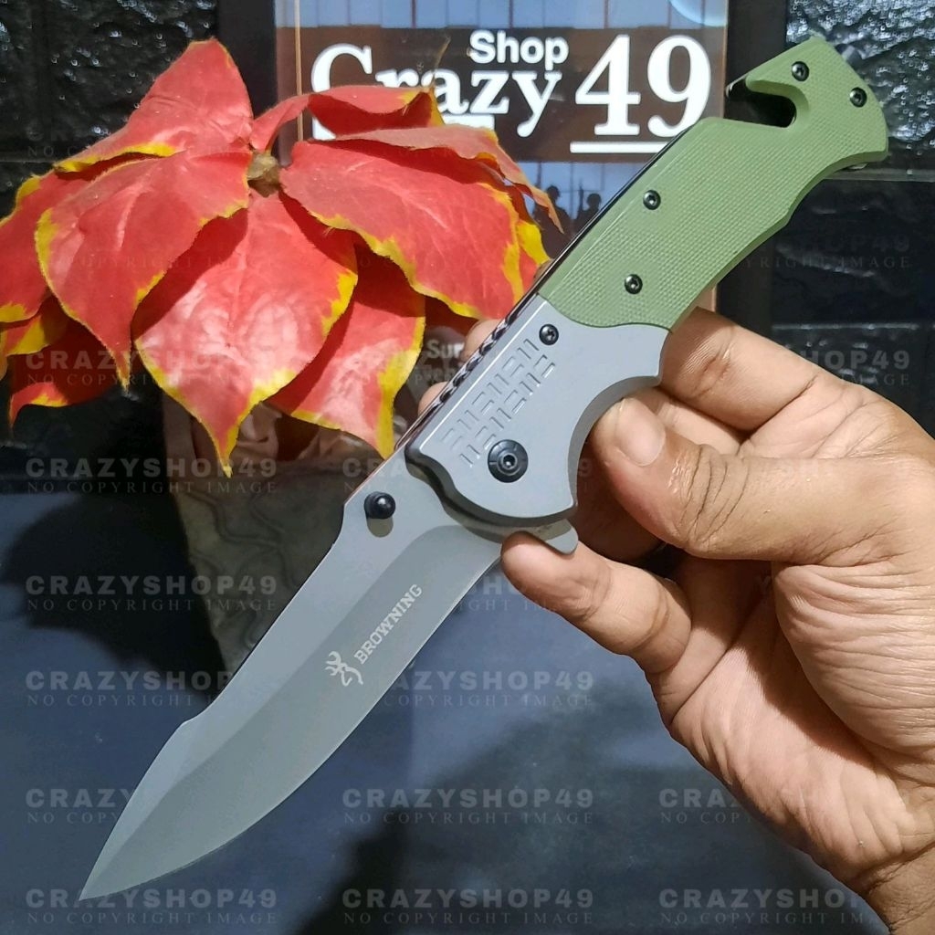 Pisau Survival Lipat Browning Titanium EDC Outdoor / Pisau Tactical / Survival Kit