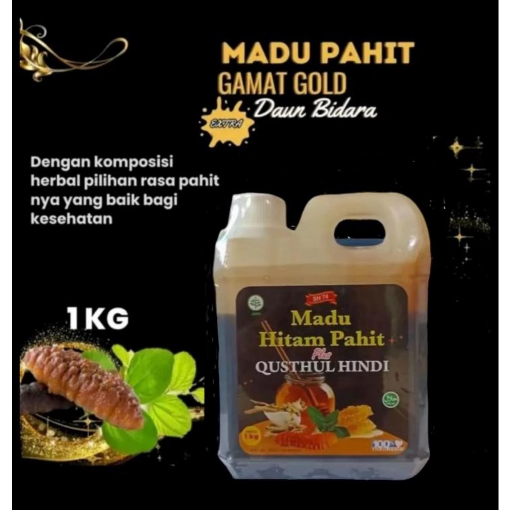 

Madu Hitam Pahit GamMADU HITAM PAHIT PLUS GAMAT EMAS Netto : 1 Kg PIRT 2093209012182-26 Berasal dari madu pilihan yang sangat bermanfaat bagi tubuh manusia dan dengan kombinasi / racikan dari tumbuhan herbal diantaranya Qusthul Hindi , Sambiloto , Pr