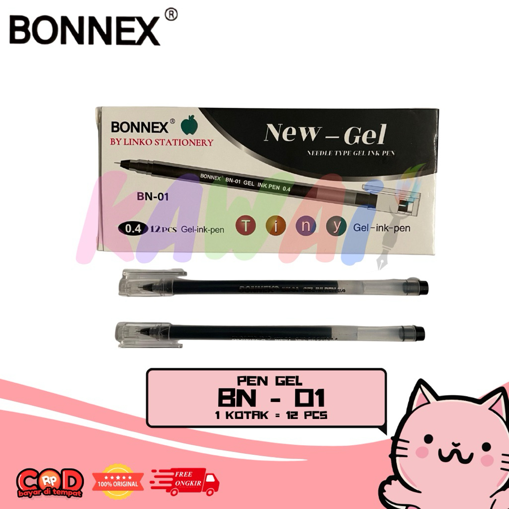 

gel ink pen bolpen pulpen pen pena gel ink 0.4 mm Bonnex BN-01 isi 12 pcs / 1 lusin