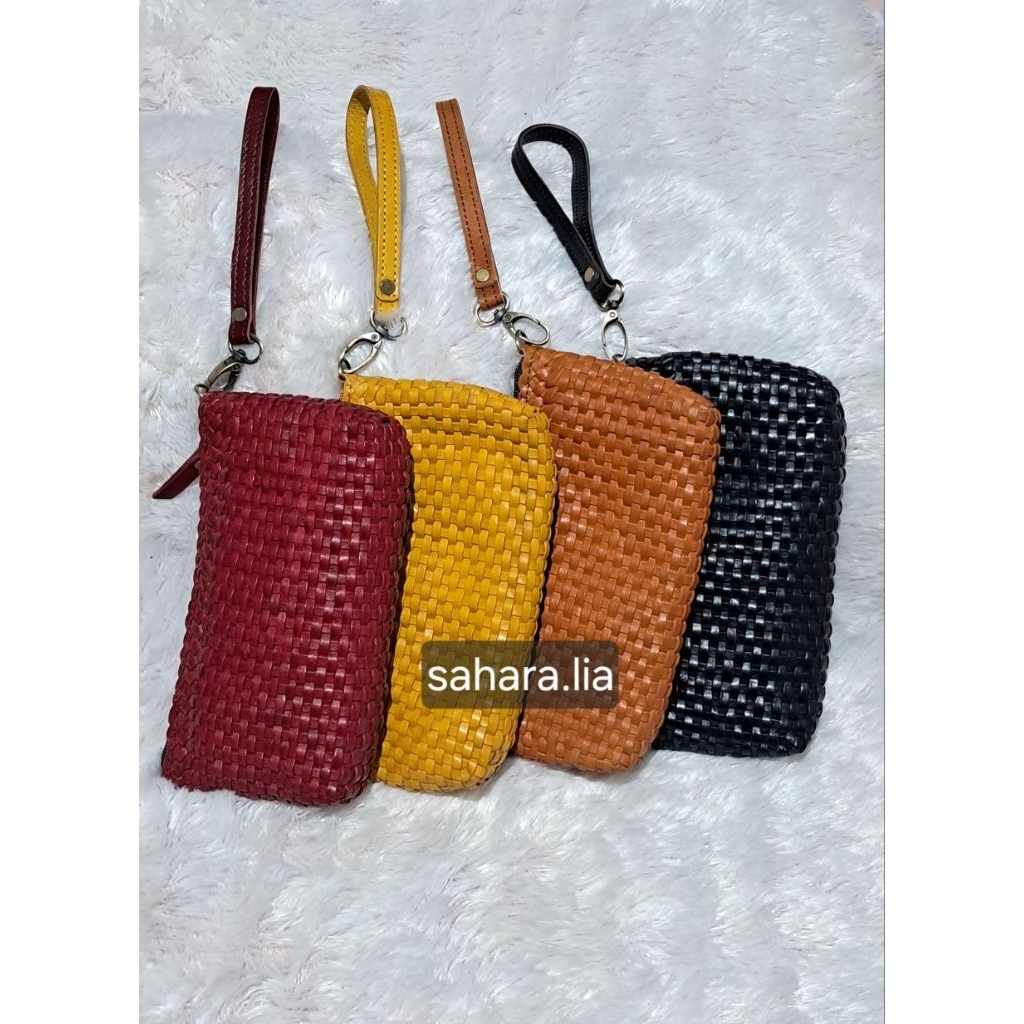 Tas Hp kulit asli di anyam/tas selempang/dompet/clutch kulas